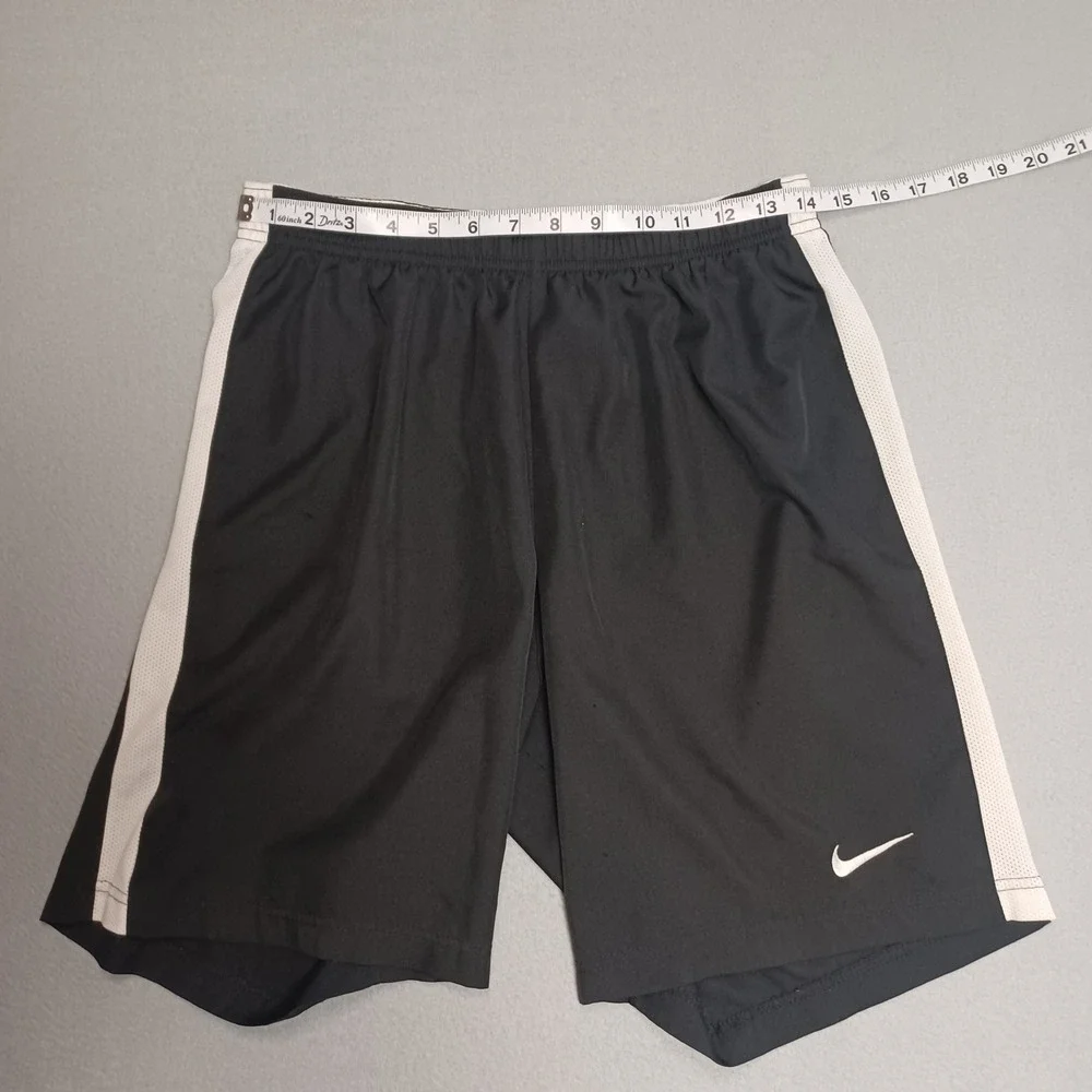 Nike Shorts Boys L Black Dri-FIT Soccer Mesh Stripe Athletic Performance